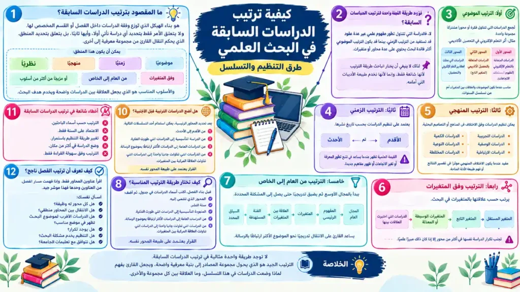 كيفية ترتيب الدراسات السابقة في البحث العلمي