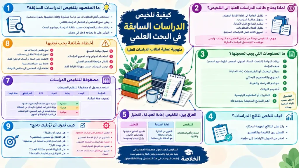 كيفية تلخيص الدراسات السابقة في البحث العلمي